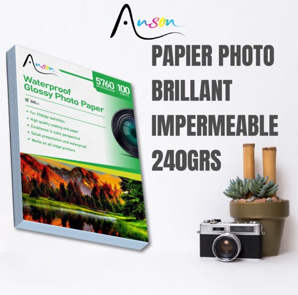 Papier photo brillant impermeable 240GRS – Image 2